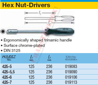 HAZET 425-5 HEX NUT DRIVERS