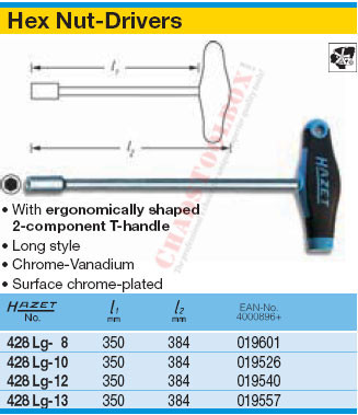 HAZET 428LG-10 HEX NUT DRIVERS