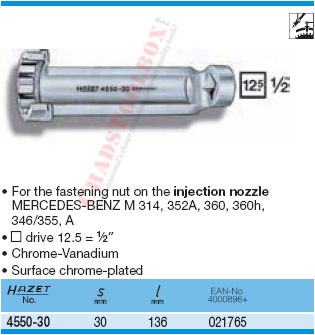 HAZET 4550-30 OPEN 12-POINT SOCKET