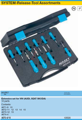 HAZET 4670-4/10 CABLE RELEASE TOOL SET