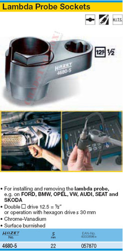 HAZET 4680-5 SOCKET FOR LAMBDA PROBES