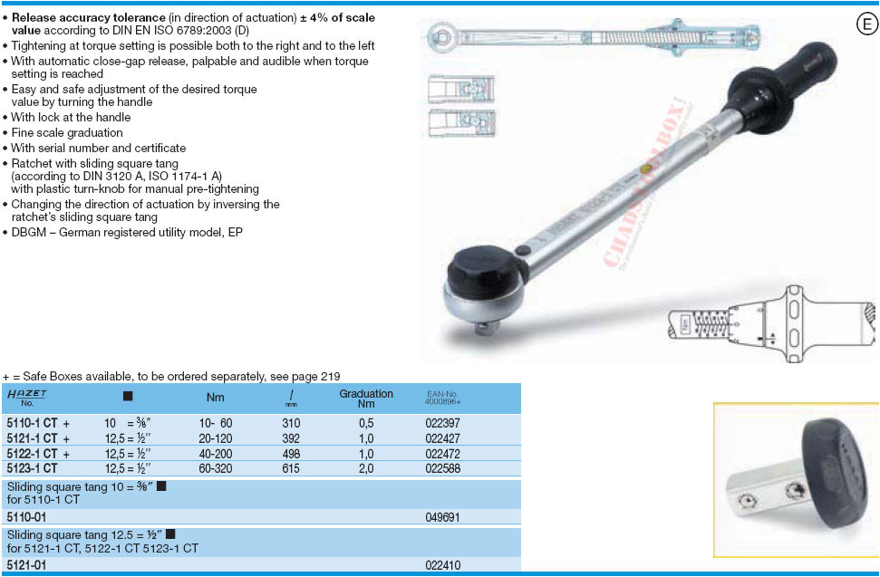 HAZET 5121-1CT TORQUE WRENCH - ChadsToolbox.com Inc