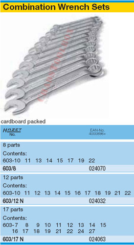 HAZET 603/17N COMBINATION WRENCHES SET