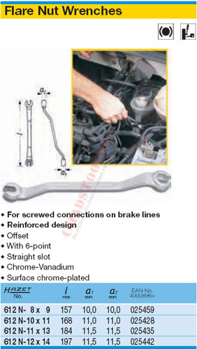 HAZET 612N-12X14 FLARE NUT WRENCH