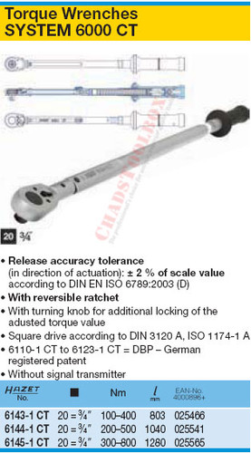 HAZET 6145-1CT TORQUE WRENCH