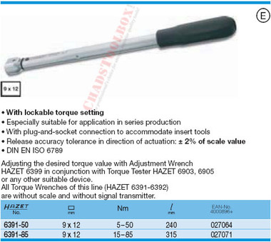 HAZET 6391-50 TORQUE WRENCH