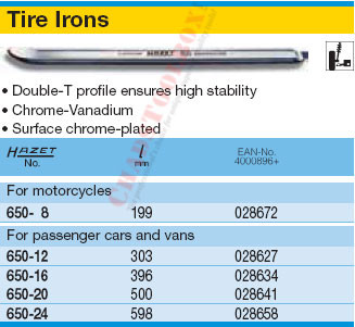 HAZET 650-12 TIRE IRONS