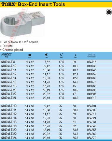 HAZET 6609C-E16 TORX INSERT TOOL