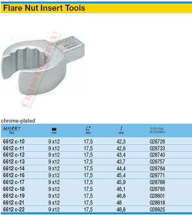 HAZET 6612C-16 OPEN BOX-END INSERT WRENCH