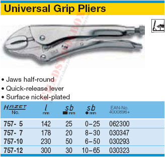 HAZET 757-12 GRIP PLIERS