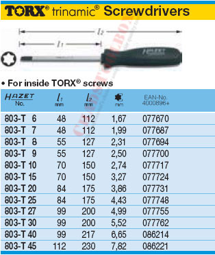 HAZET 803-T40 TORX SCREWDRIVER