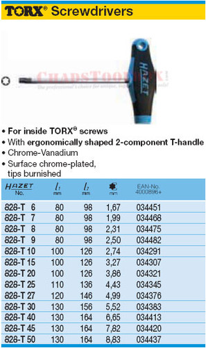 HAZET 828-T20 TORX SCREWDRIVER