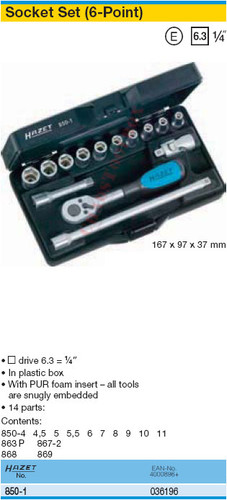 HAZET 850-1 6-POINT SOCKET SET