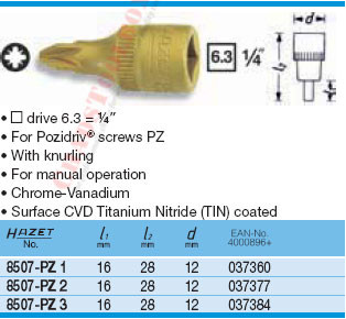 HAZET 8507-PZ3 SCREWDRIVER SOCKET