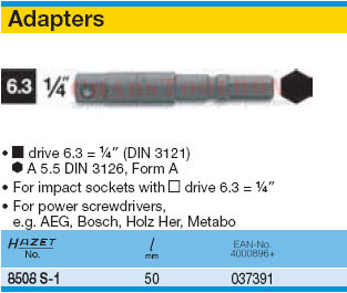 HAZET 8508S-1 IMPACT ADAPTER