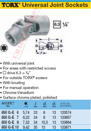 HAZET 850G-E10 TORX SOCKET WITH JOINT