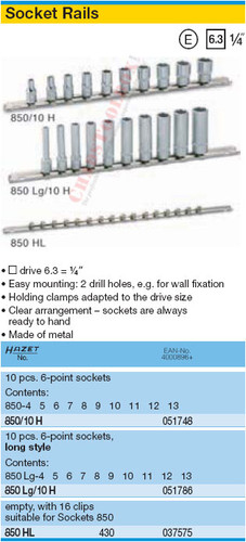 HAZET 850HL SOCKET RAIL