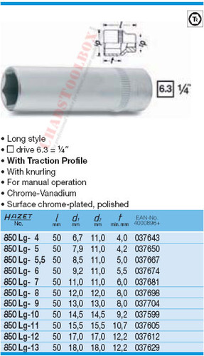 HAZET 850LG-9 6-POINT SOCKET