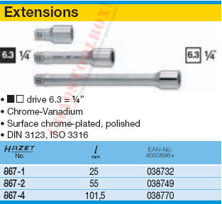 HAZET 867-1 EXTENSION 6.3 (1/4")