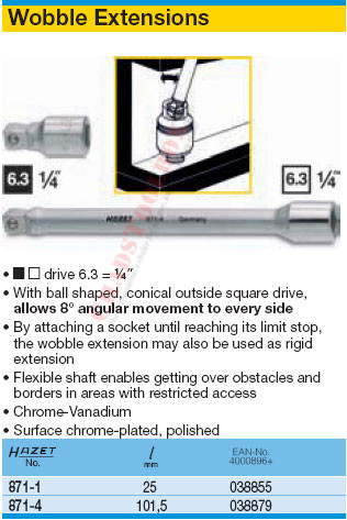 HAZET 871-4 FLEXIBLE EXTENSION 6,3 (1/4")