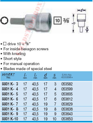 HAZET 8801K-5 SCREWDRIVER SOCKET