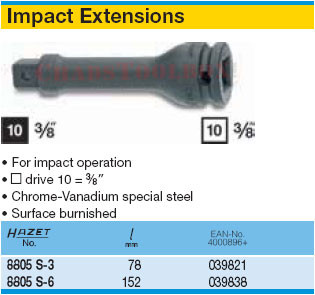 HAZET 8805S-3 EXTENSION FOR IMPACT SOCKETS