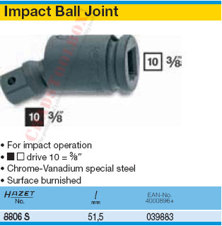 HAZET 8806S UNIVERSAL JOINT FOR IMPACT SOCKETS