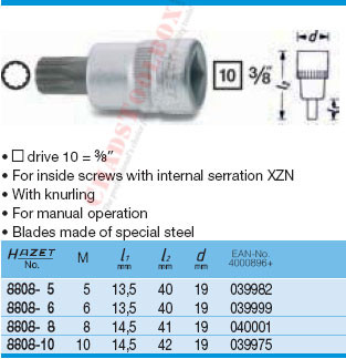 HAZET 8808-6 SCREWDRIVER SOCKET
