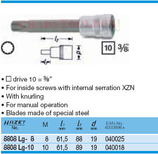 HAZET 8808LG-8 SCREWDRIVER SOCKET
