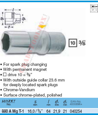 HAZET 880AMGT-1 SPARK PLUG SOCKET