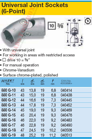 HAZET 880G-11 6-POINT SOCKET WITH JOINT