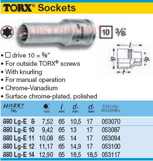 HAZET 880LG-E10 TORX SOCKET