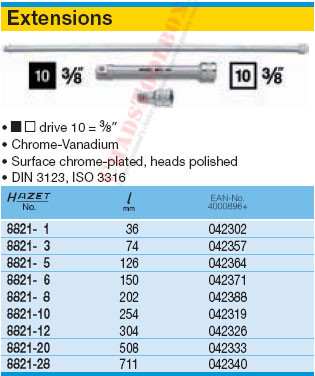 HAZET 8821-6 EXTENSION 10 (3/8")