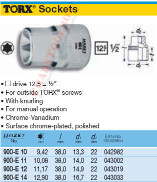 HAZET 900-E14 TORX SOCKET