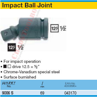 HAZET 9006S UNIVERSAL JOINT FOR IMPACT SOCKETS