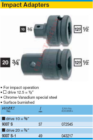 HAZET 9007S-1 ADAPTER FOR IMPACT SOCKETS