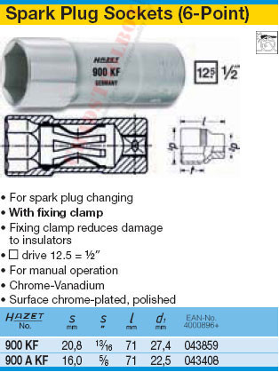 HAZET 900AKF SPARK PLUG SOCKET