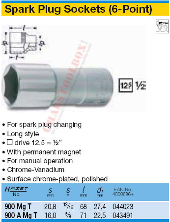 HAZET 900AMGT SPARK PLUG SOCKET