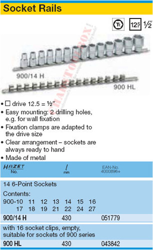 HAZET 900HL SOCKET RAIL