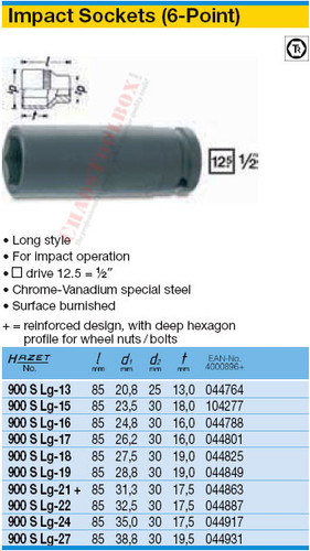 HAZET 900SLG-19 6-POINT IMPACT SOCKET