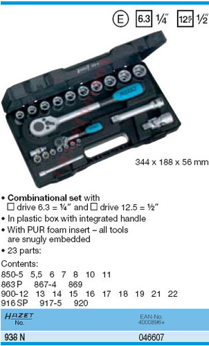 HAZET 938N 6-POINT SOCKET SET