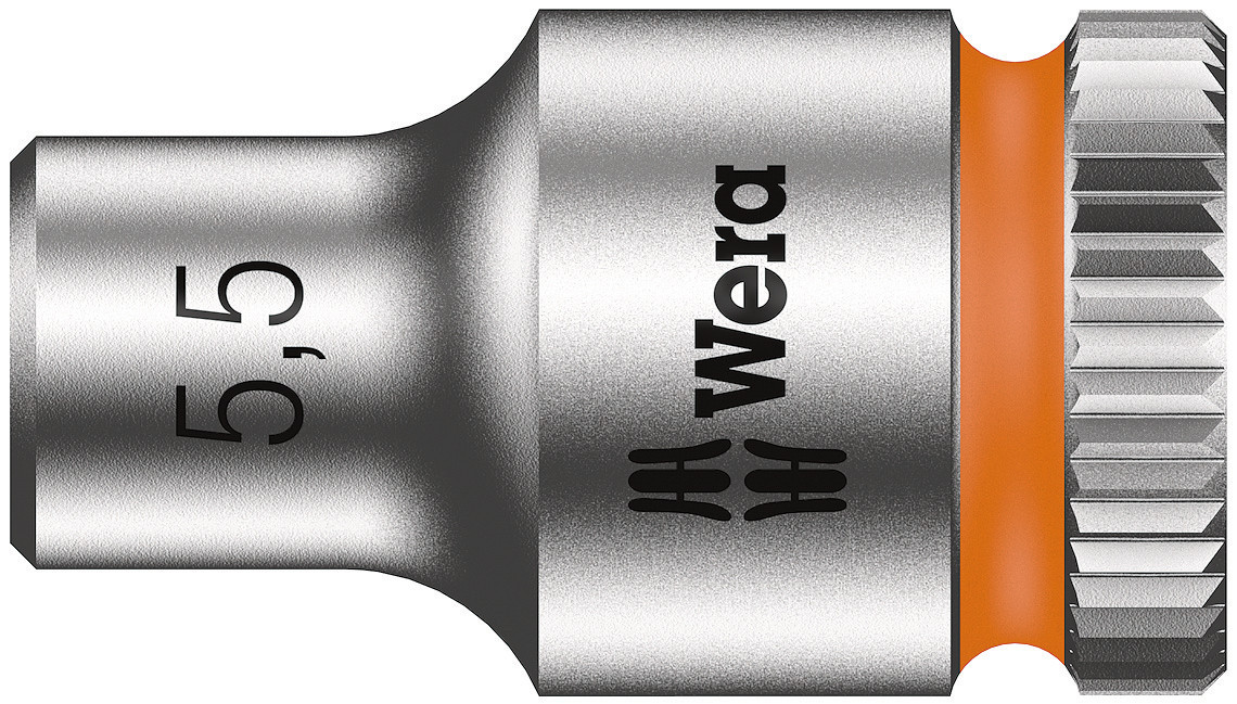 Wera 8790 HMA 1/4" Drive 6-Point Deep Socket - Size 15mm (1/4" Square, White)
