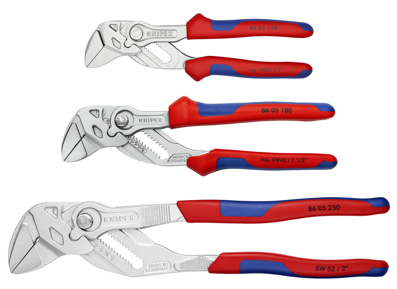3X8605 Knipex 3 PC Plier Wrench Set w/ Ergo Handles 150, 180, and 250mm KN3X8605