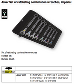 WERA 05020012001 JOKER SET 8PCS. IMPERIAL COMBINATION WRENCH SET  [Color Coded Wrenches]