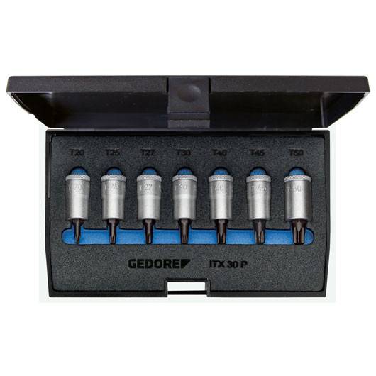 Gestaag draad Automatisch Gedore 1509926 Screwdriver bit socket set 3/8" 7 pcs TORX T20-50 ITX 30 PM