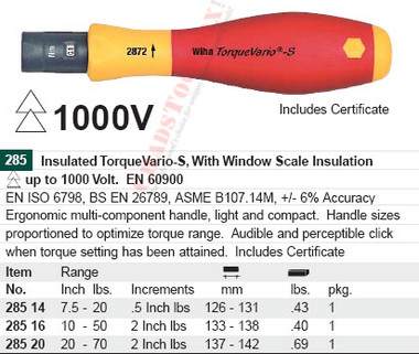 WIHA 28514 Insulated TorqueVario-S w  Scale 7.5-20"