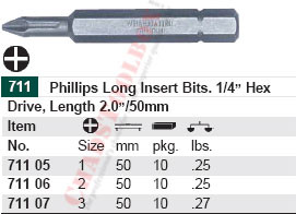 WIHA 71105 Phillips Power Bit #1 X 50mm