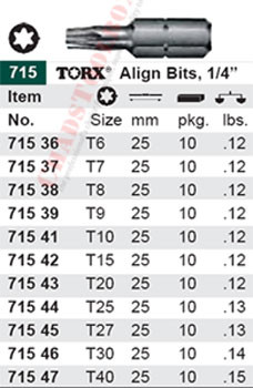 WIHA 71543 Torx Align  Bit T20 X 25mm