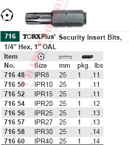 WIHA 71650 TorxPlus Security Insert Bit IPR10