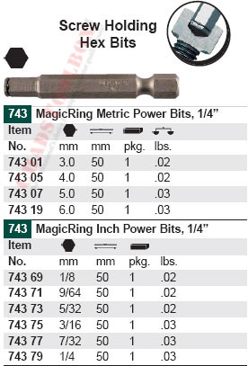 WIHA 74319 MagicRing Power Bit Std Hex End 6.0